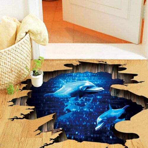 2018 new 3D Bridge Floor Wall Stickers Removable Mural Decals Vinyl Art Living Room Wall Sticker Family DIY Decor