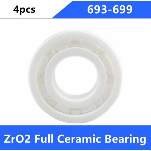 4pcs/lot 693 694 695 696 697 698 699 good quality full ZrO2 ceramic bearing zirconia bearing