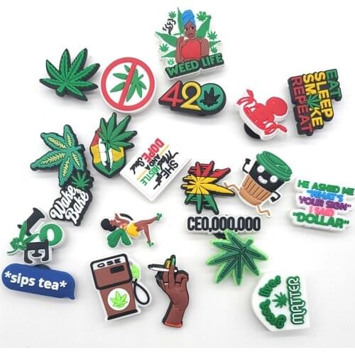 10/25PCS PVC Shoes Accessories Pistol 420 Leaf Black Lives Matter Garden shoes Croc Jibz Charm DIY Bracelet Kids Party Gift