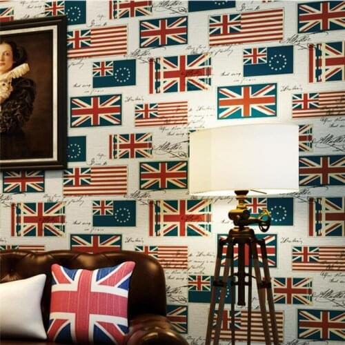 Beibehang British Wind Retro Flag Wallpapers High - grade Paper Wallpapers Bedroom Living Room TV Background 3d Wallpaper roll