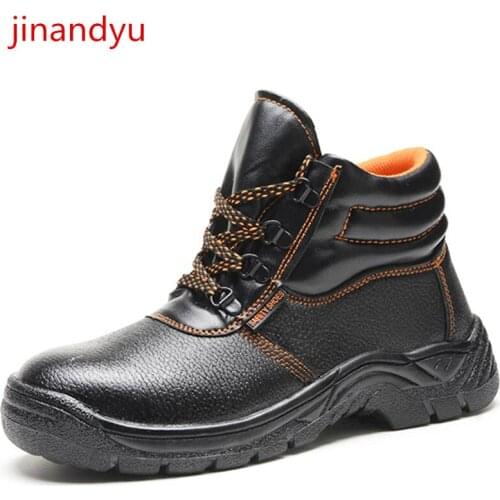 Safety Shoes Leather Comfortable Steel Toe Boots Casual Shoes Black Outdoor Boots Men Leather Work Boots Anti Piercing Hombre