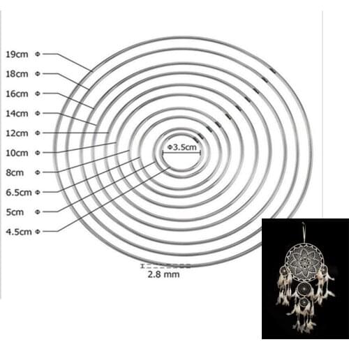 10pcs Dream Catcher Reve Circle Rings Findings Hanging Round Cercle Metal Pour Attrape Reve Net Jewelry Keychain 35-200mm DIY