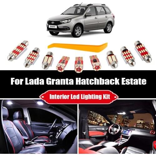For Lada Granta Hatchback Estate 2018+ Vehicle LED Interior Map Dome Trunk License Plate Light Kit Canbus Car Accessories