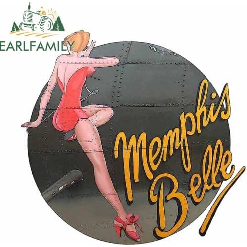 EARLFAMILY 13cm x 12.7cm Funny Car Stickers for Pin Up Memphis Belle Vinyl Car Wrap Decal Personality Windows Occlusion Scratch