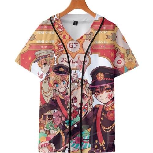Anime Toilet Bound Hanako kun baseball T Shirt Boys and Girls Cartoon Printed T-shirt Short Sleeve Cosplay Tshirt Tee Clothes