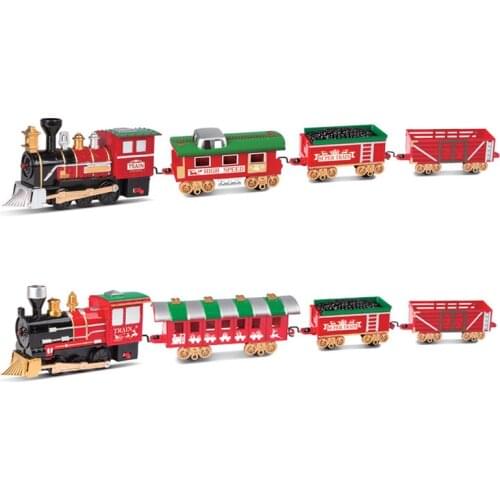 Simulation Classic Christmas Train Set Electric Toy with Light Music Small Plastic Railway Tracks Christmas Gift for Children