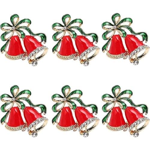 Christmas Bell Napkin Ring,Xmas Napkin Ring Holders For Dinning Table Parties Wedding Everyday, Table Accessories 6Pcs