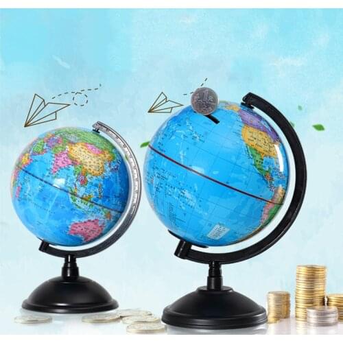 Coin Piggy Bank for Kids World Earth Globe Money Box Safe Deposit Box Creative Children Learning Toy Desktop Craft Decoration