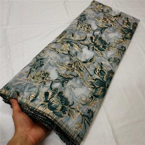 2021 Latest Green Jacquard Lace Fabric Nigerian Net Lace High Quality African Brocade Lace Fabric for Bridal Lace Materials