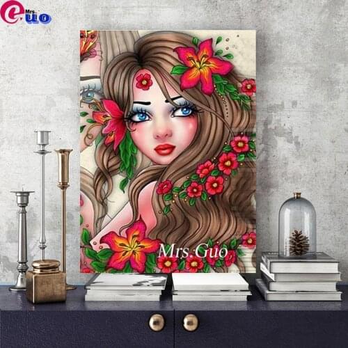 Diy Diamond Painting Woman Full Square Round Drill Home Decoration Diamond Embroidery Flower Girl Cross Stitch Kits Wall Sticker