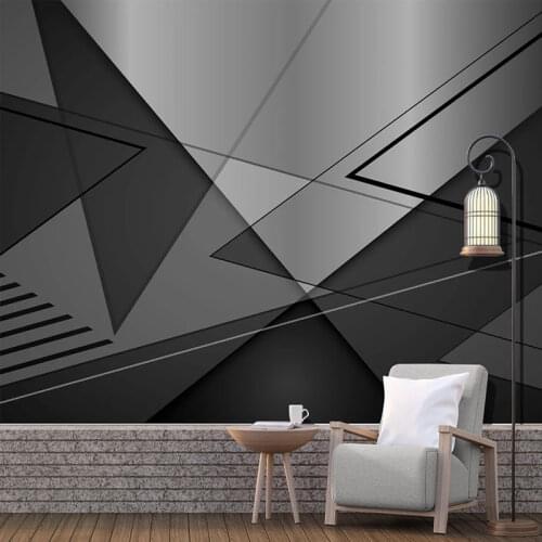 Custom 3D Mural Wallpaper Black White Gray Triangle Geometric Photo Picture Wall Paper Living Room TV Background Wall Painting
