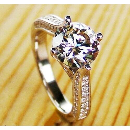 Genuine 18K White Gold Au750 Dancing Style 1CT Diamond Anniversary Ceremony Ring for Women Romantic Fine Jewelry