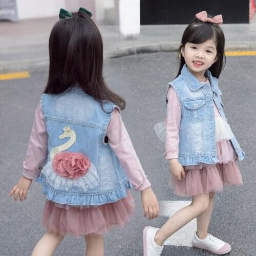 Baby Girl Clothes Spring Autumn 1-6 Years Childrens Outwear Clothing Female Child Kids Baby Girl Glitter Butterfly Denim Vest