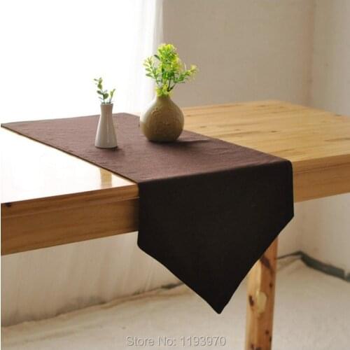 Solid Brown Color Cotton And Linen Table Runner Wedding Party Restaurant Home Table Decoration Cloth 8007ZQ