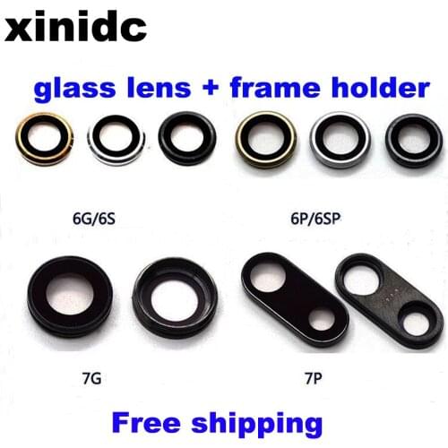Xinidc Original New Rear Back Camera Glass Lens cover + Frame Holder For iPhone 6 6Plus 6S 6S Plus 7 7Plus Replacement Parts