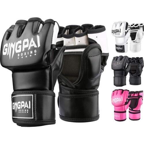 Half Mitts MMA Fighting Kick Boxing Gloves,Fingerless Punching Heavy Bag with Paddding Gloves for Kickboxing Sparring Muay Thai