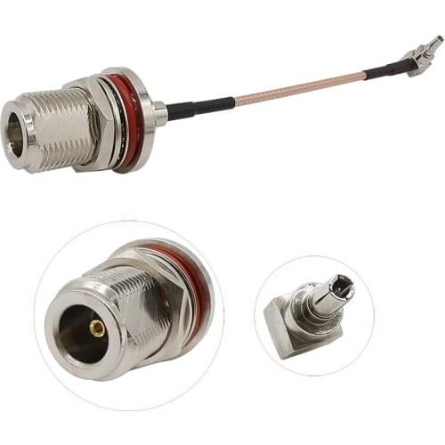 1Pcs CRC9 Male Plug to N Female Jack Bulkhead Nut Right Angle Connector RG316 Pigtail Cable RF Coaxial Cable Connector