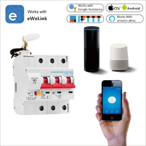 3P Smart MCB eWeLink Remote Control WiFi Circuit Breaker 16A~125A MCB Compatible With Alexa Google Home IFTTT Smart Home