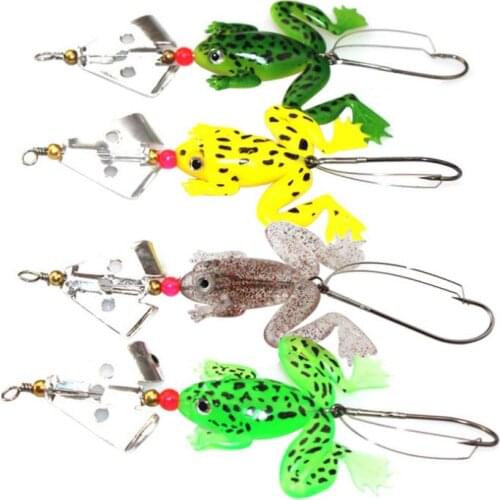 Rubber Frog Soft Bait 3.14" 6.2g Sinking Bass Carp Artificial Spinner Swim Bait Fishing Lure with High Carbon Steel Hook