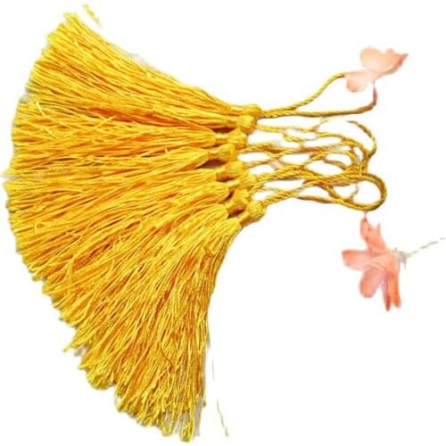 100pcs about 12.5cm golden yellow color polyester Charm tassel for home decore curtain fitting bookmark curtains 2011