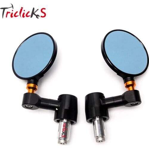 Triclicks Motorcycle mirror 22mm Handlebar Motorcycle End Side Mirrors 7/8" Rear View Mirror Universal For Street Bikes Sports