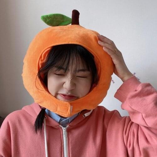 Japan and South Korea New Ins Girl Heart Cute Creative Simple Fruit Orange Headgear Hat Gift Photo Party Props Friend Spoof Toy