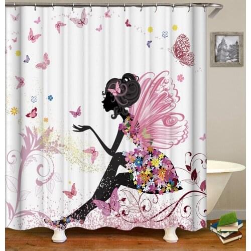Floral Gril Bath shower curtain with hooks fabric Flower Curtain waterproof 3d bathroom shower curtains Bath curtain Or mat