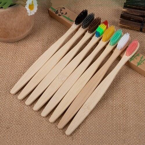 1 Pcs Natural Colorful Toothbrush Eco Soft Bristle Bamboo Toothbrush Bamboo Charcoal Vegan Tooth Dental Oral Care Plastic Free