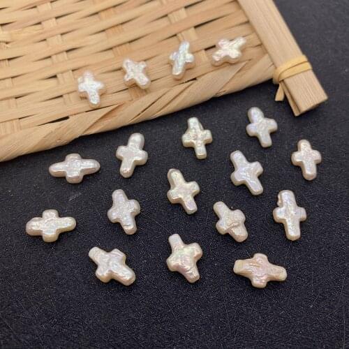1 Piece/pack of Natural Freshwater Pearls Cross White Spacer Beads Charm Jewelry Making Necklace Bracelet Amulet Pendant 9x13mm