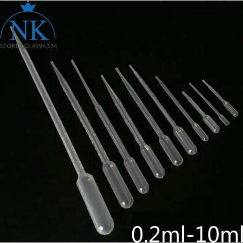 10pcs to 300pcs lab 0.2ml 0.5ml 1ml 2ml 3ml 5ml 10ml plastic pasteur pipette transfering dropper for school experiment