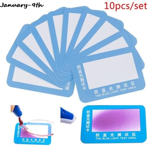 10Pcs/set Anti-Blue Light Test Card Test Light Glasses UV Test Accessories Card Blue Light Detection Card Generator Card