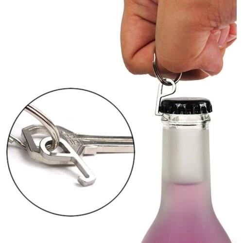 100pcs creative mini bottle opener can opener stainless steel multifunctional key clasp outdoor EDC gadget NO29
