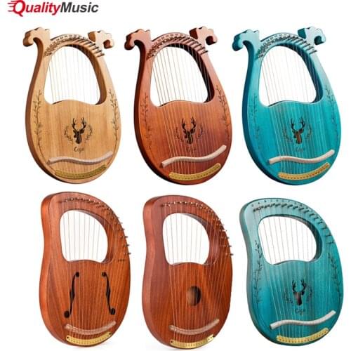 16-String Wooden Lyre Harp Resonance Box String Instrument & Tuning Hammer 7 Styles Harp Lyre string musical instrument for kids