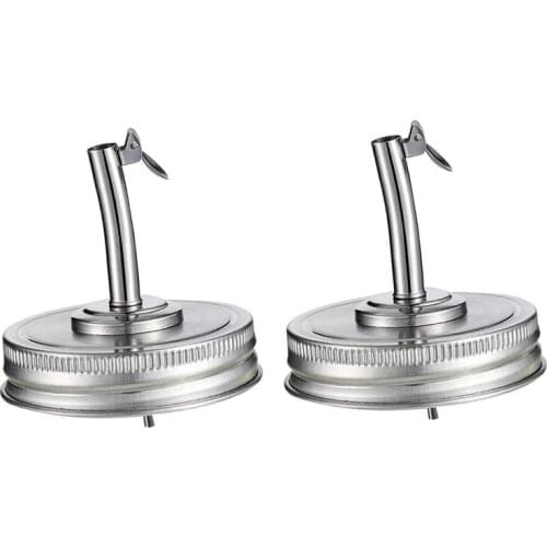 2 Pieces Jar Oil Spout Lid Oil Pour Spout Dispenser Lid Regular Mouth Oil Pour Lid with Caps Compatible with Mason Jar