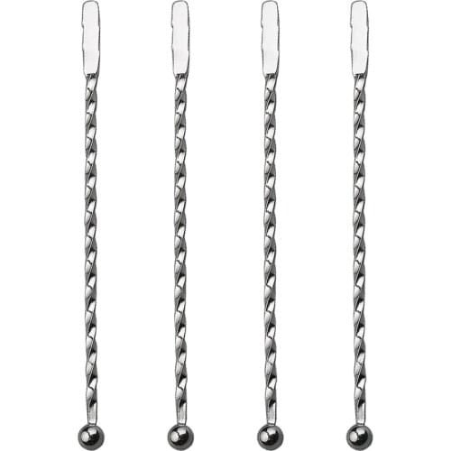 4Pcs Stirring Sticks Stainless Steel Polished Spiral Mixing Swizzle Stick Bartender Stir Martini Stirrer for Cocktail Beverage