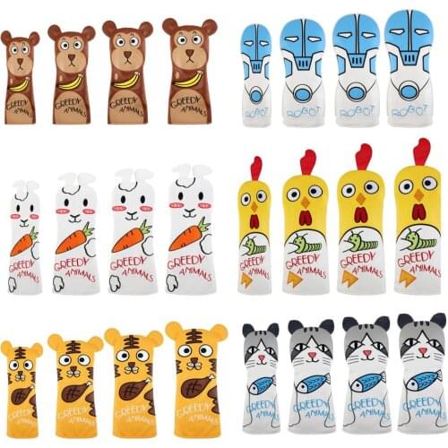 4x Golf Wood Head Cover Animals Golfer No. 1 3 5 UT Headcover Hybrid Protector