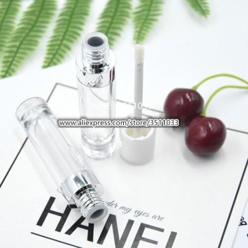 5ML Empty Transparent Plastic Lip Gloss Tube Clear Cosmetic Liquid Lipstick Refillable Bottle Empty Lip Oil Container White Cap