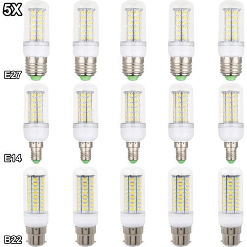 5Pcs 5W 7W 9W 12W 15W 25W LED Corn Light Bulbs E27 E14 B22 G9 GU10 Screw Base Ampoule 5730 SMD for Home Bedroom Table Lamps 220V