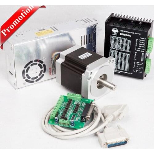 Promotion!EU Free Ship1Axis Nema34 Stepper Motor 1090oz.in 7.0N.m 4A 8-wires&Driver Control DM860A Power Supply