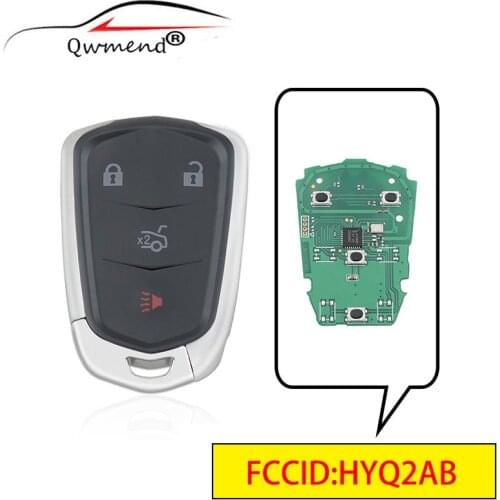 QWMEND HYQ2AB 4 Buttons Car Remote Key for Cadillac ATS XTS 2015-2019 CTS 2014-2018 Smart Car Key 315Mhz