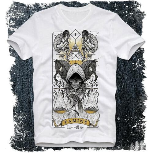 Four Horsemen of The Apocalypse Famine Demonic Satanic Satanism Demon T-Shirt. Summer Cotton O-Neck Short Sleeve Mens T Shirt