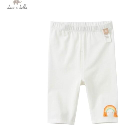 DBZ17545 dave bella summer baby girls fashion cartoon pants children calf length kids pants infant toddler trousers