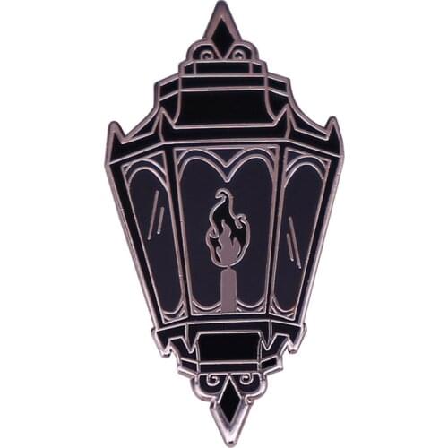 Black Lantern Candle Enamel Pin Witch Badge Brooch