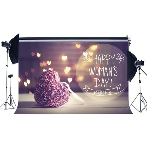 Happy Mothers Day Backdrop for Photography Sweet Heart Bokeh Glitter Sequins Romantic Flowers Background Thanks Mom