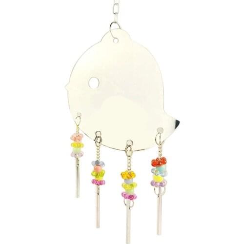Chicken Toys for Hens Chicken Mirror Toy with Aeolian Bells for Chicks Hens Roosters Chicken Coop Toy