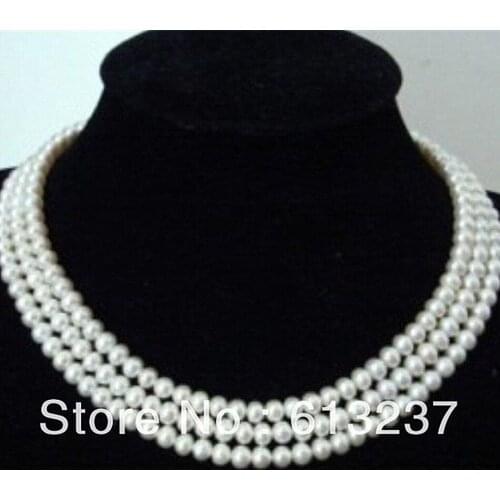Beautiful style AAA 3 Rows 8-9mm Fashion white akoya pearl diy Necklace making AAA MY5204