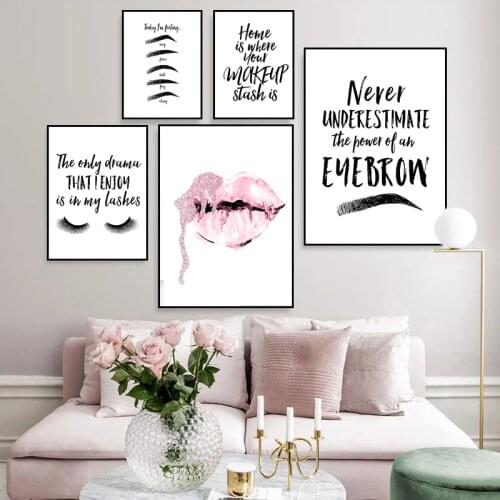 Beauty Lips Eyebrows Eyelashes Makeup Art Poster Canvas Painting Art Painting Printing Girls Bedroom Furniture Decoration Hd3008