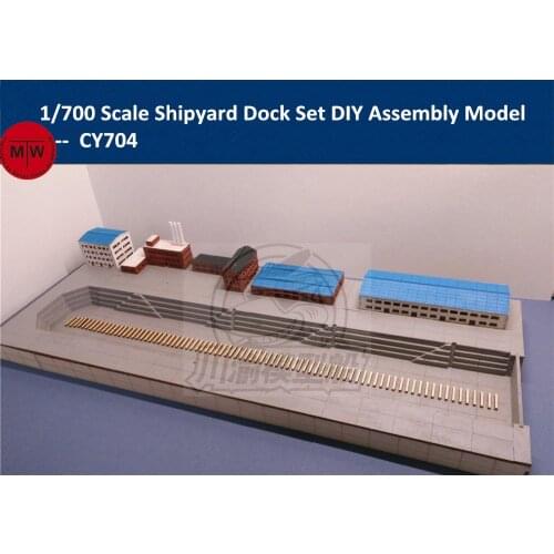 1/700 Scale Shipyard Dockyard Diorama Platform DIY Set Wooden Assembly Model Kit include Wooden Buildings CY704 Large