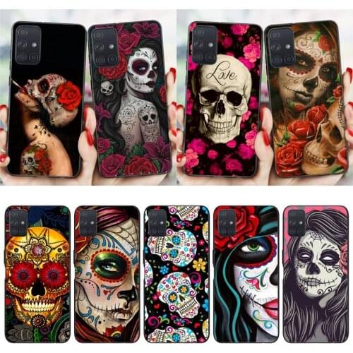 Mexican Skull Girl tattooed Art Top Phone Case For Samsung Galaxy S20 21 Note10 20 A30 50 70 71 Plus Ultra