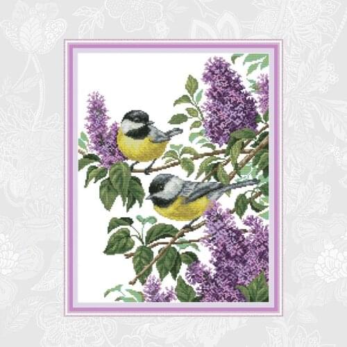Two birds Patterns Cross Stitch Kits 11CT Printed Fabric 14CT Canvas Counted Chinese Cross-stitch Embroidery Thread Sets